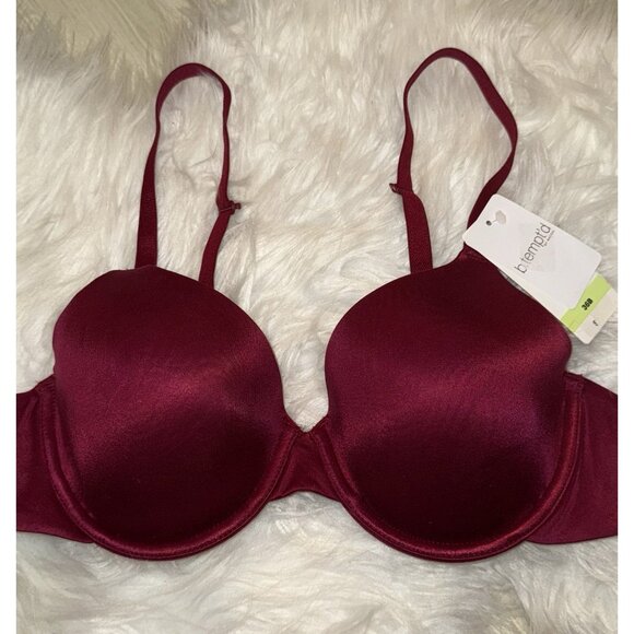 b.tempt'd Wacoal 953281 Future Foundation T-Shirt Bra Lined UW 36B Dark Red New - Picture 3 of 7
